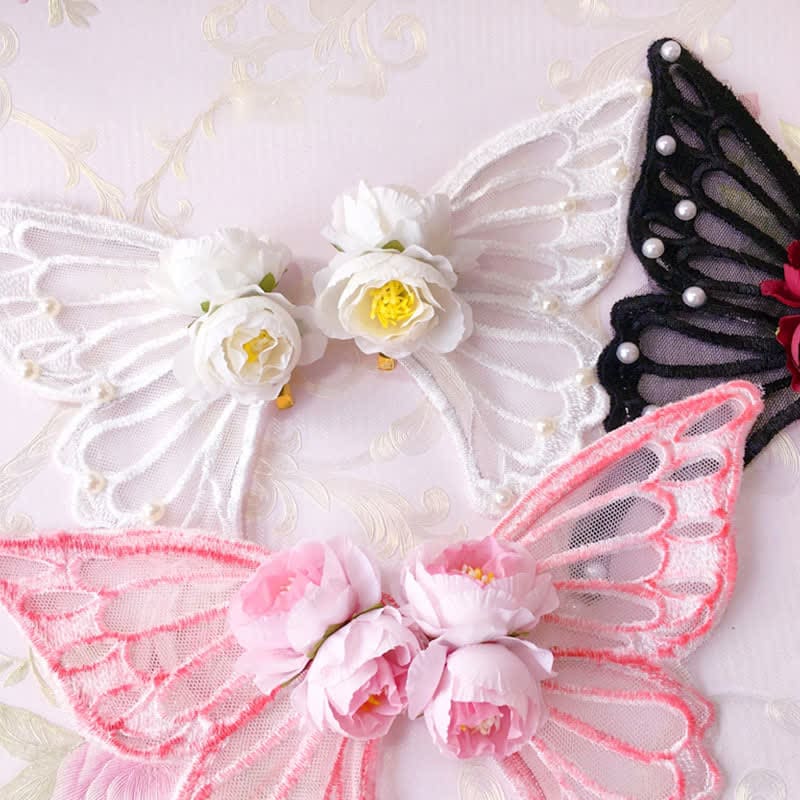 Elegant Butterfly Pearl Rose Hair Clip Halloween Hair