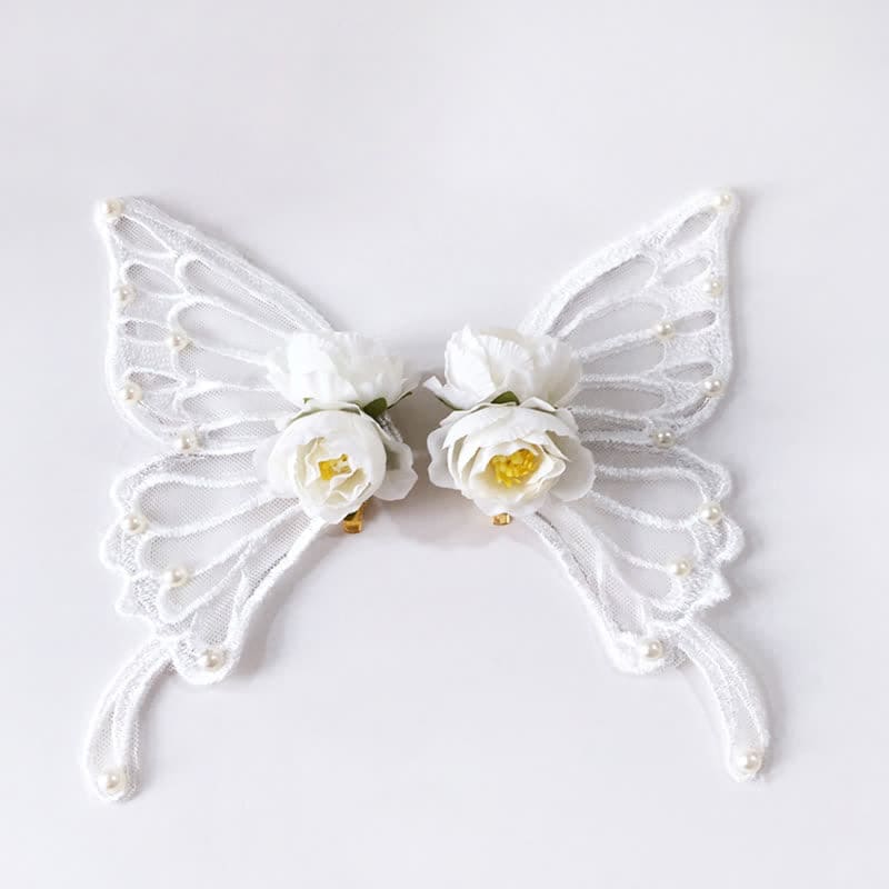 Elegant Butterfly Pearl Rose Hair Clip Halloween Hair