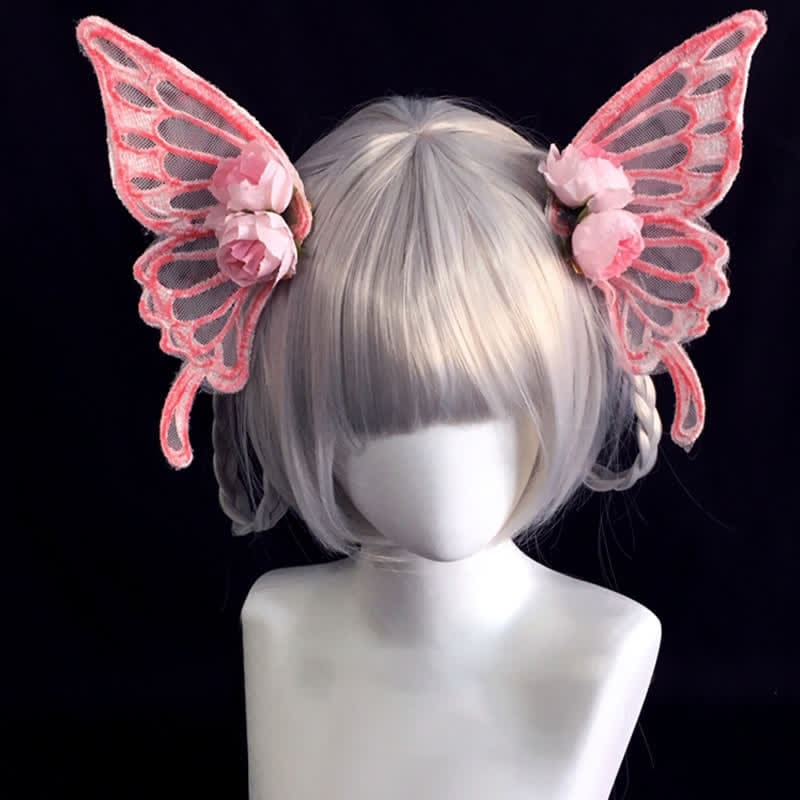 Elegant Butterfly Pearl Rose Hair Clip Halloween Hair