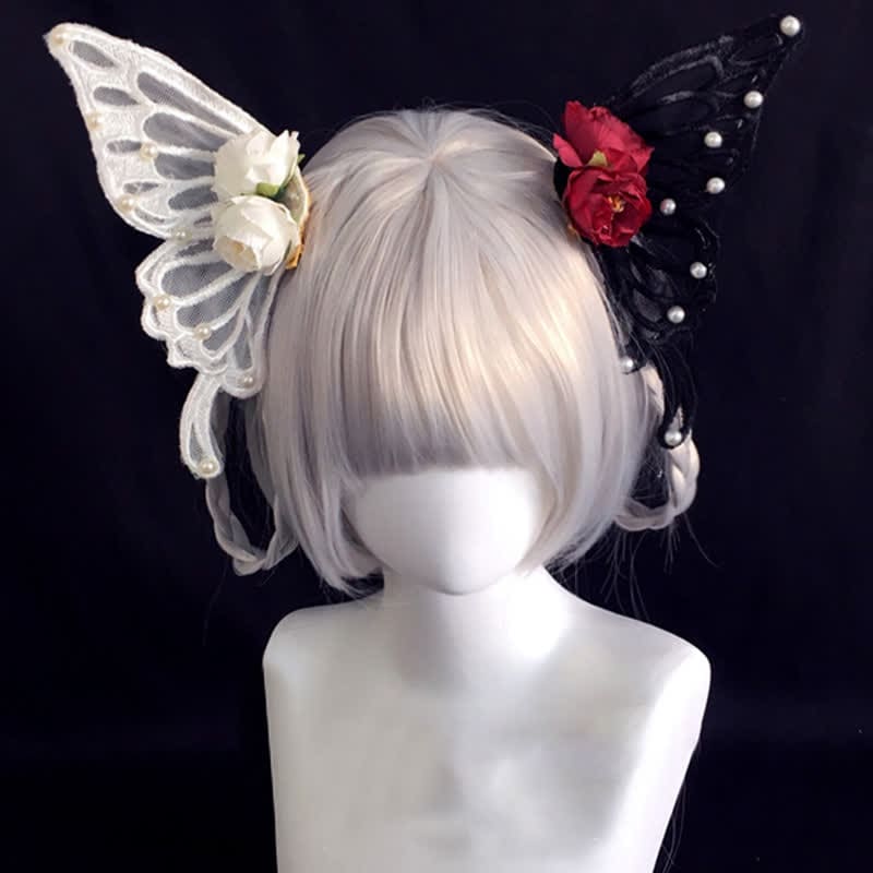 Elegant Butterfly Pearl Rose Hair Clip Halloween Hair