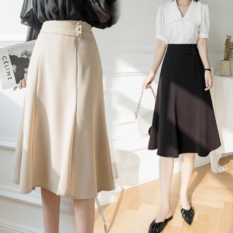 Elegant Button Front Skirt