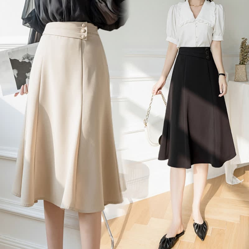 Elegant Button Front Skirt