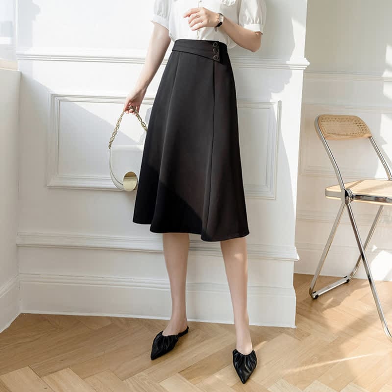 Elegant Button Front Skirt