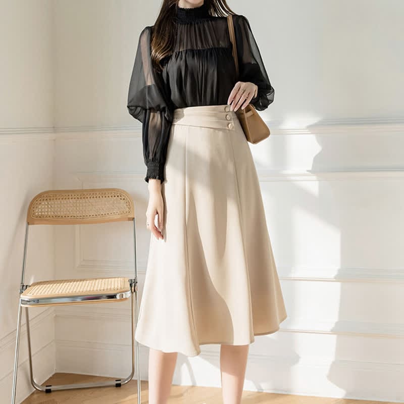 Elegant Button Front Skirt