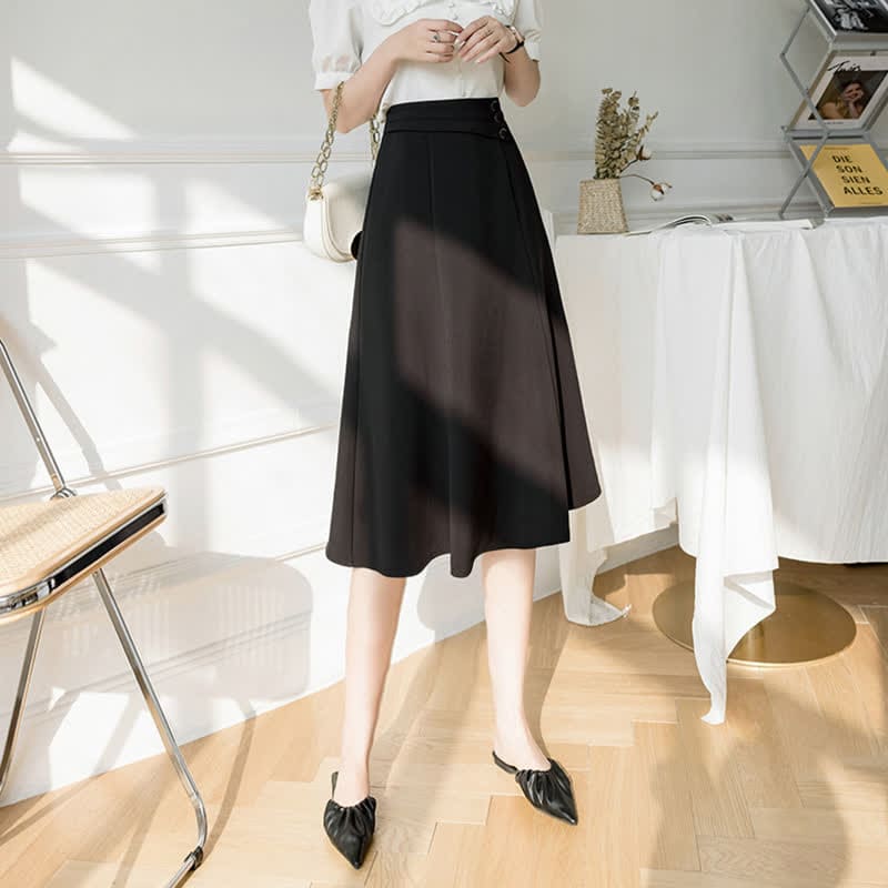 Elegant Button Front Skirt