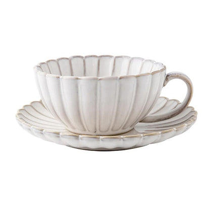 Elegant capacity Ceramic Cup - Cup + Saucer / White