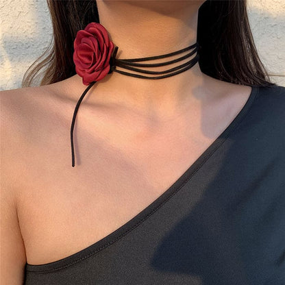 Elegant Chic Rose Choker - Necklace