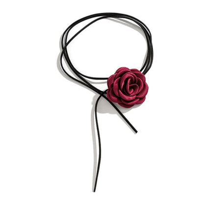 Elegant Chic Rose Choker - Standart / Red - Necklace