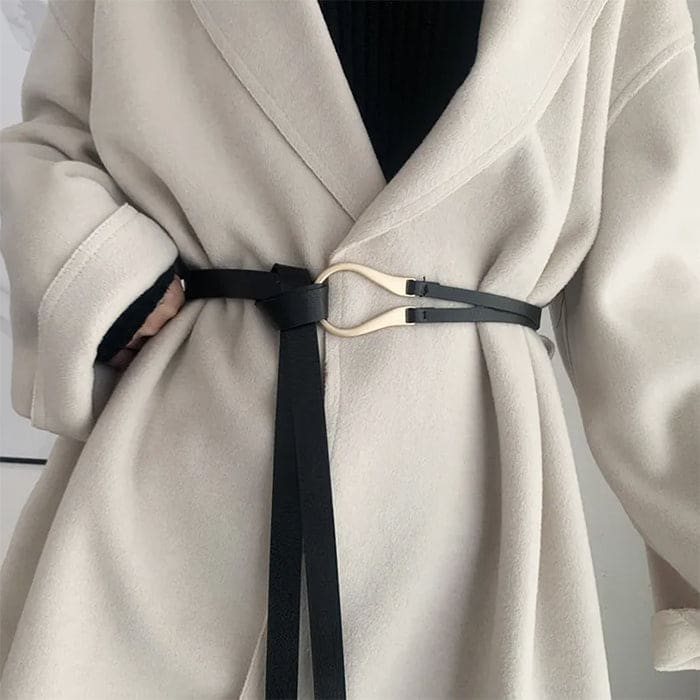 Elegant Cloth Leather Belt - 125cm / 49.2 in / Black - Belts