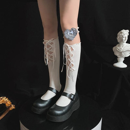 Elegant Cross Lace Strap Socks