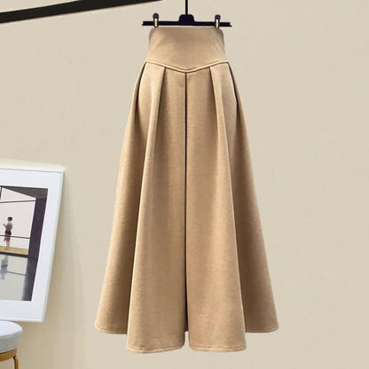 Elegant Cross Sweater Cable Knit Cami Top Skirt - Khaki