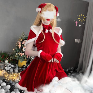 sexy clubbing dress Elegant Cute Christmas Girl Red Halter Dress MK16652 – KawaiiMoriStore