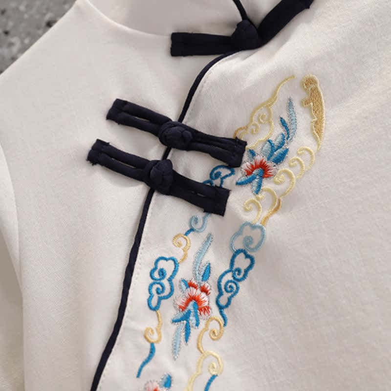 Elegant Deer Embroidery Buckle Shirt Skirt