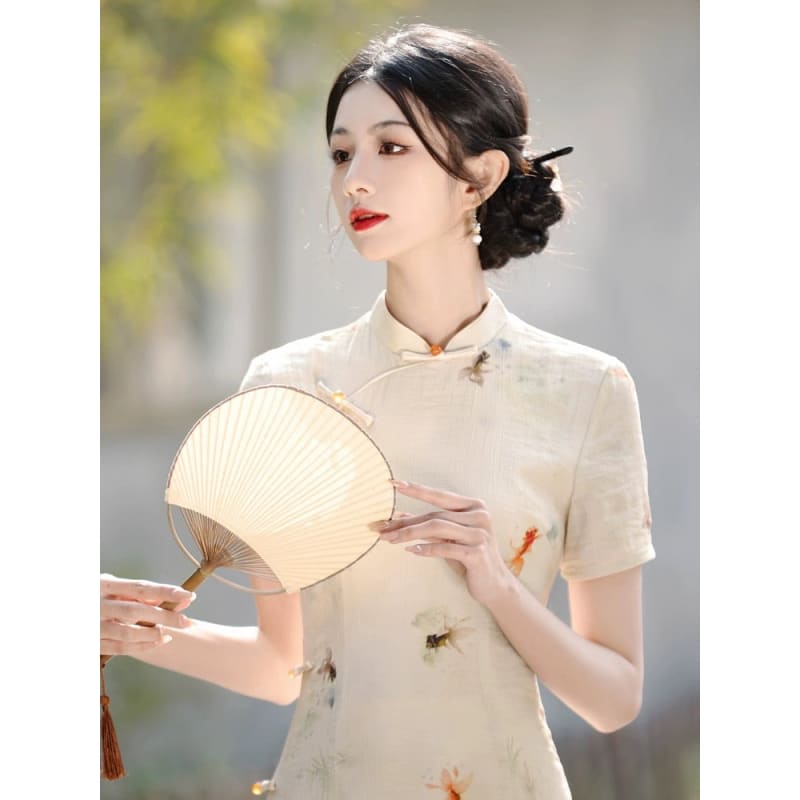 Elegant Fish Printing Cheongsam - Female Hanfu