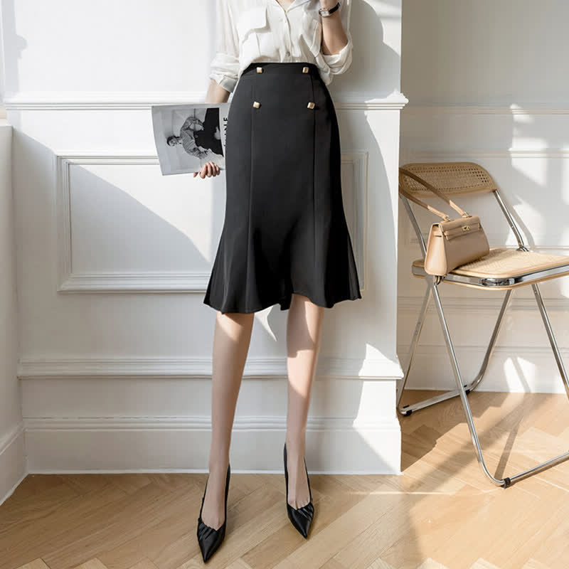 Elegant Flouncing Hem Skirt