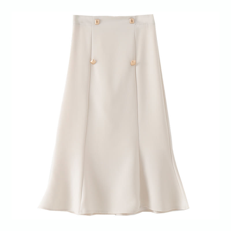 Elegant Flouncing Hem Skirt - Apricot / M