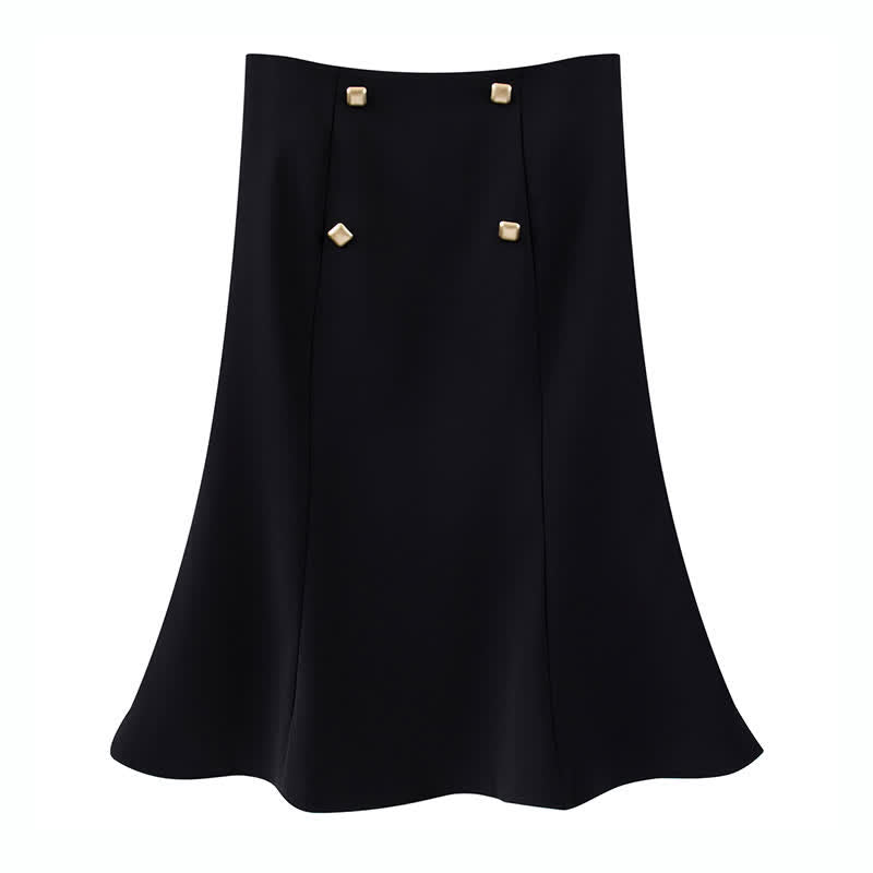 Elegant Flouncing Hem Skirt - Black / M