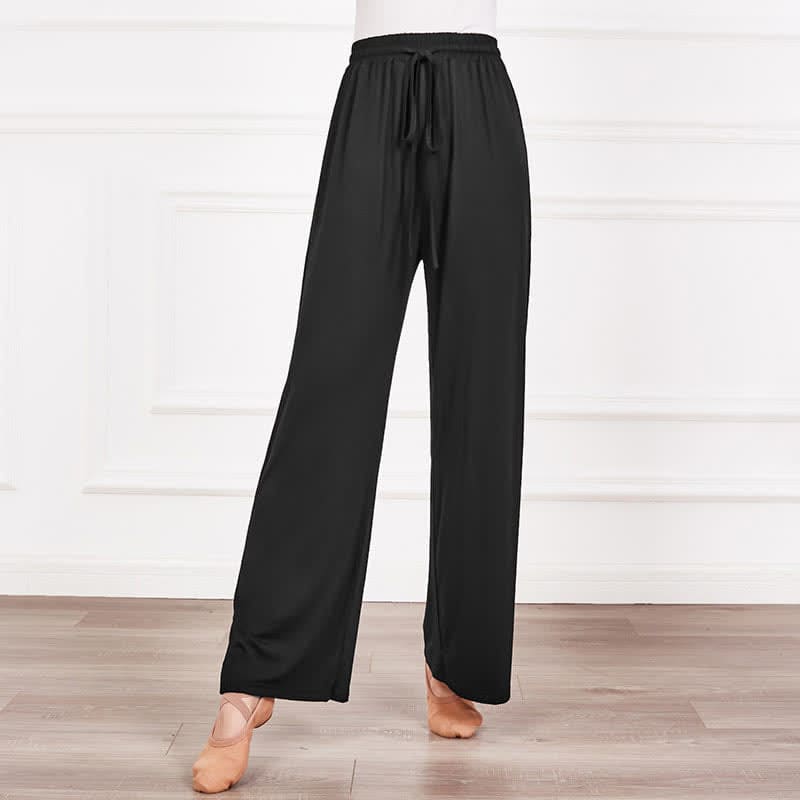 Elegant High Waist Lace Up Flowy Wide Leg Casual Pants