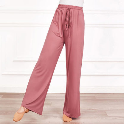 Elegant High Waist Lace Up Flowy Wide Leg Casual Pants