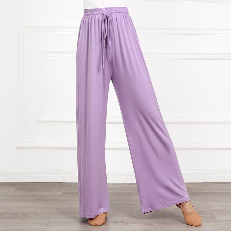 Elegant High Waist Lace Up Flowy Wide Leg Casual Pants