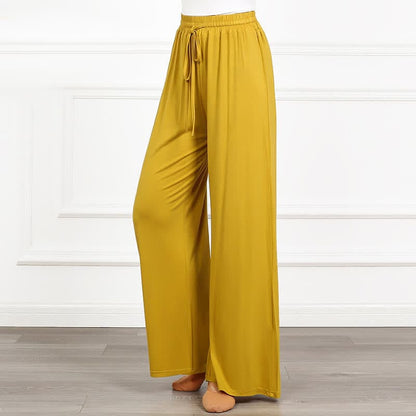 Elegant High Waist Lace Up Flowy Wide Leg Casual Pants