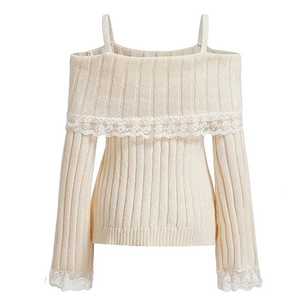 Elegant Knit Lace Sweater - Sweaters