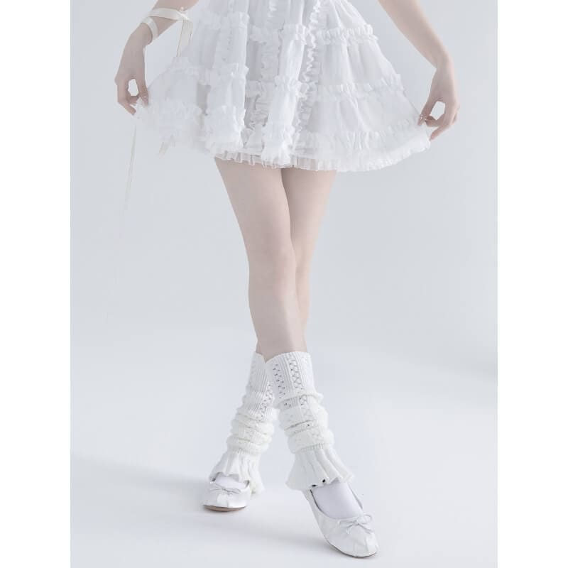 Elegant Knit White Leg Warmers SpreePicky