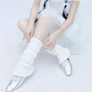 Elegant Knit White Leg Warmers SpreePicky