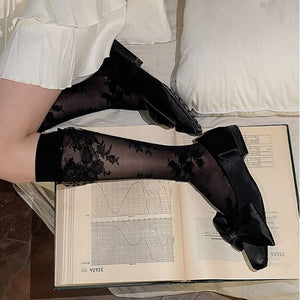 Elegant Lace Flower Lolita Stockings - Stockings