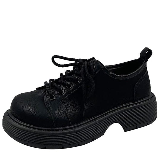 Elegant Lace-Up Oxfords Shoes - EU35 (US5.0) / Black - Boots