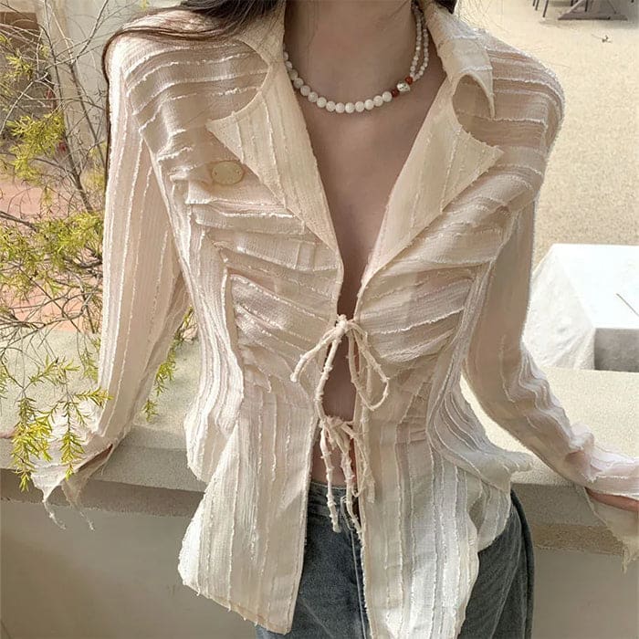 Elegant Lace Up Shirt - Shirts