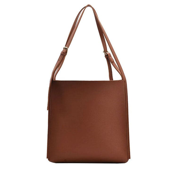 Elegant Leather Tote Bag - Standart / Light Brown - Handbags
