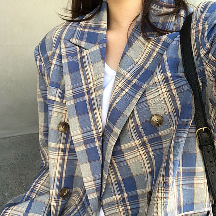 Elegant Loose Plaid Jacket - Jackets