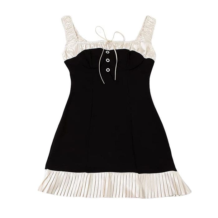 Elegant Maid Mini Dress - S / Black/beige - Dresses