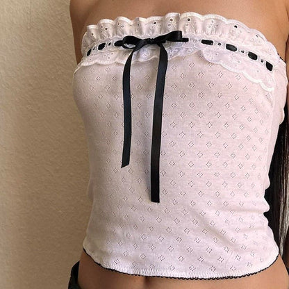 Elegant Maid Ribbon Tube Top - Tops