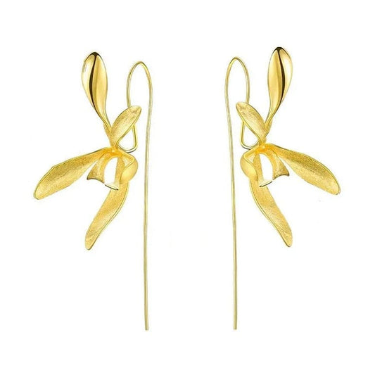 Elegant Orchid Earrings - Standart / Gold - earrings