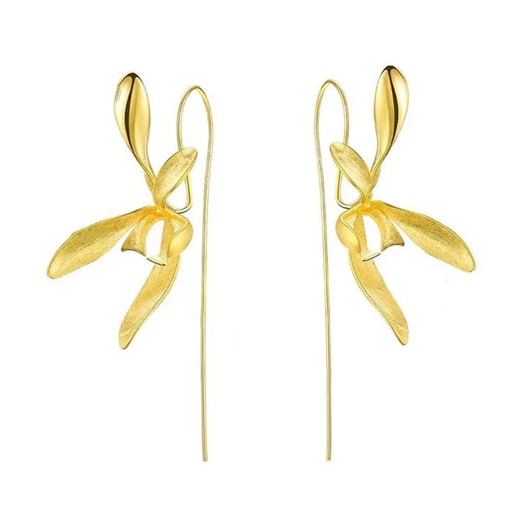 Elegant Orchid Earrings - Standart / Gold - earrings