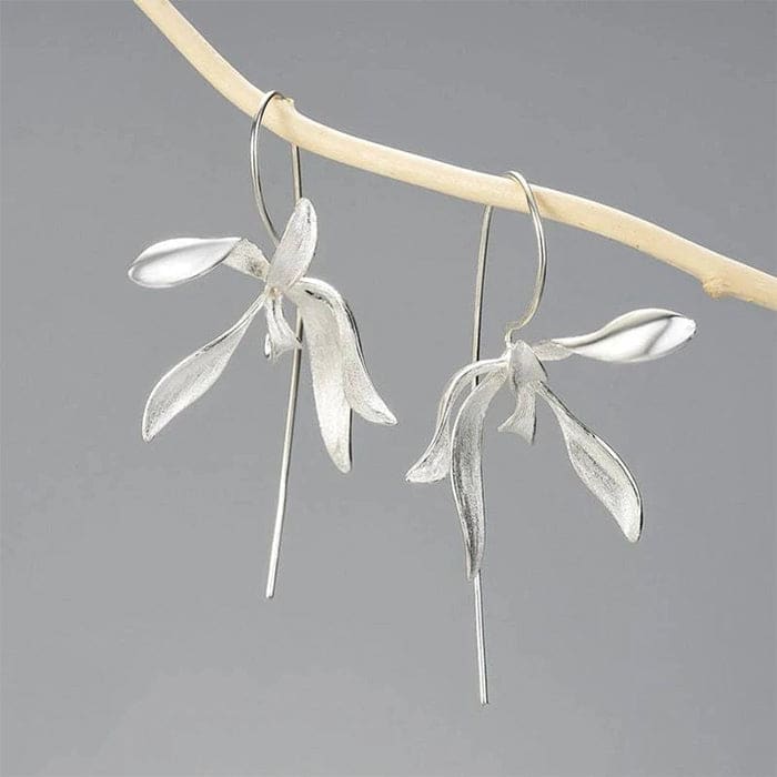 Elegant Orchid Earrings - Standart / Silver - earrings