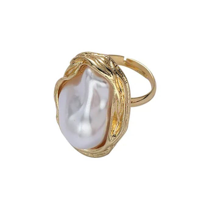 Elegant Pearl Ring - Adjustable / Gold - ring
