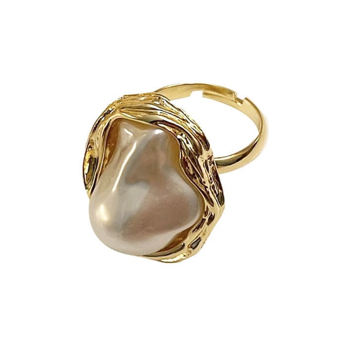 Elegant Pearl Ring - Adjustable / Gold - ring