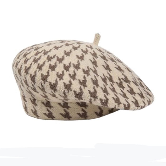 Elegant Plaid Beret - Standart / Beige - Hats