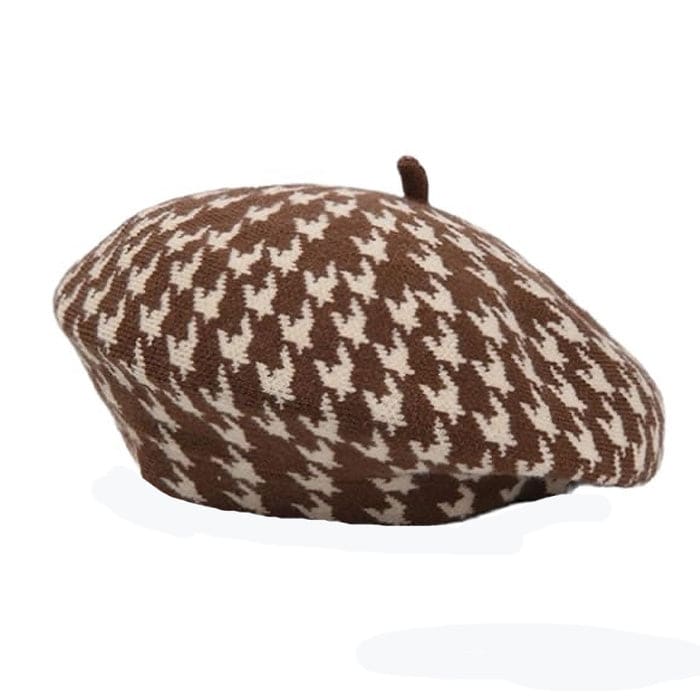 Elegant Plaid Beret - Standart / Brown - Hats