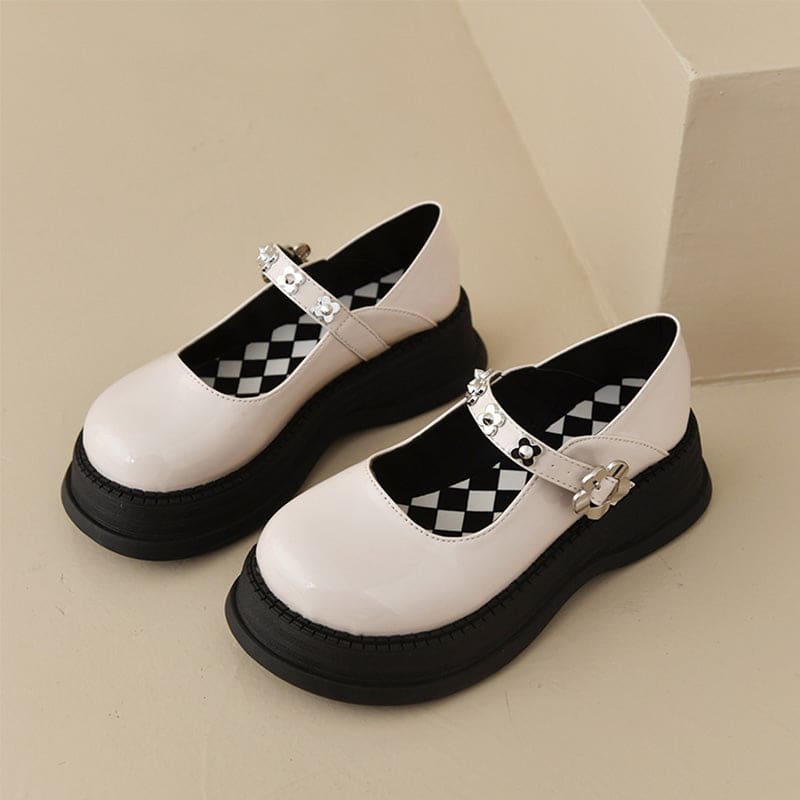 Elegant Pure Color Round Toe Mary Janes Shoes