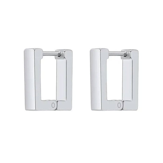 Elegant Rectangular Earrings - Standart / Silver - earrings