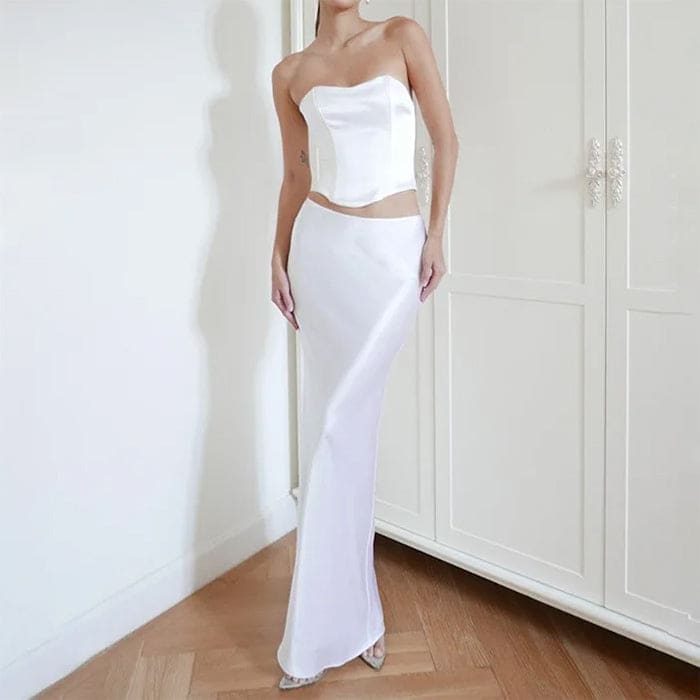 Elegant Satin Maxi Skirt - Skirt