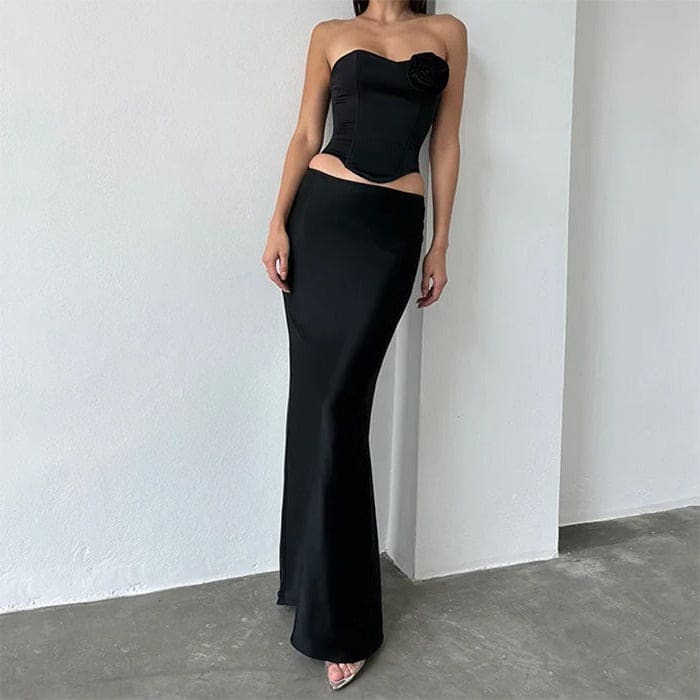 Elegant Satin Maxi Skirt - Skirt