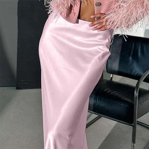 Elegant Satin Maxi Skirt - Skirt