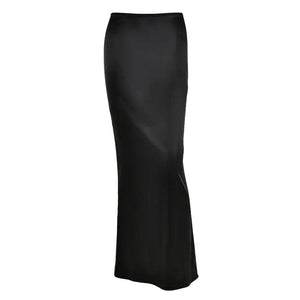 Elegant Satin Maxi Skirt - S / Black - Skirt