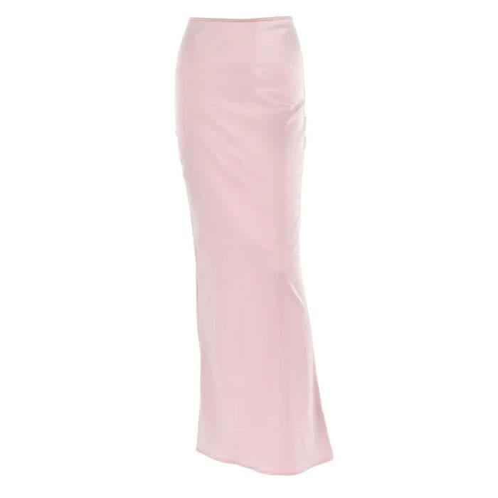 Elegant Satin Maxi Skirt - S / Pink - Skirt