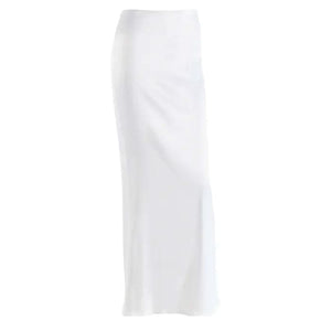 Elegant Satin Maxi Skirt - S / White - Skirt